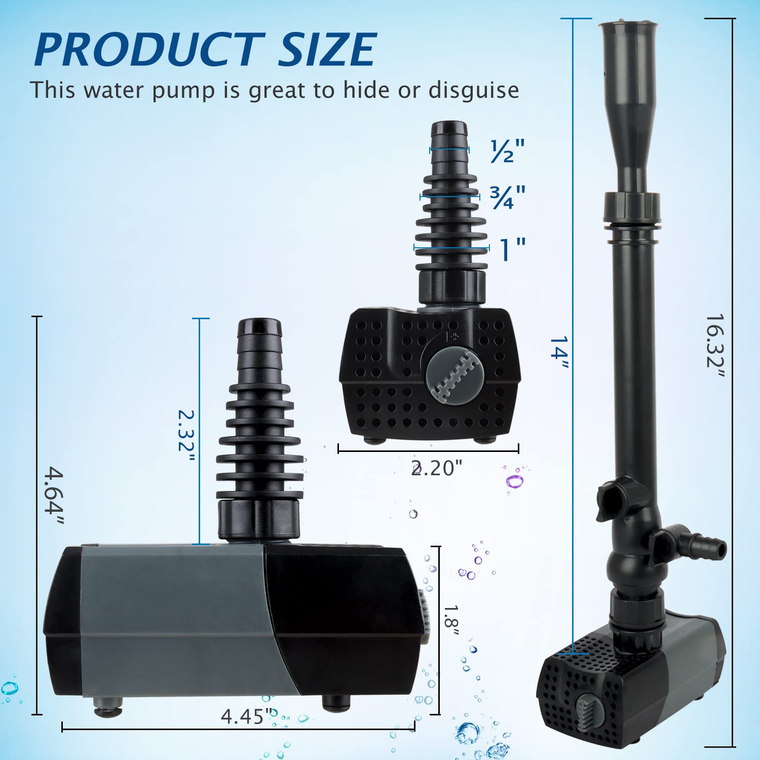 WaterRebirth HSUP-1400F pump assembly showing easy integration with ponds or tanks