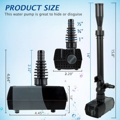 WaterRebirth HSUP700F adjustable flow knob on front for fountain customization