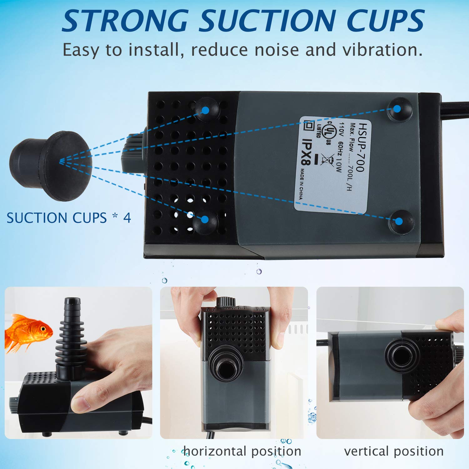 WaterRebirth HSUP700F front fountain assembly showing jet size customization