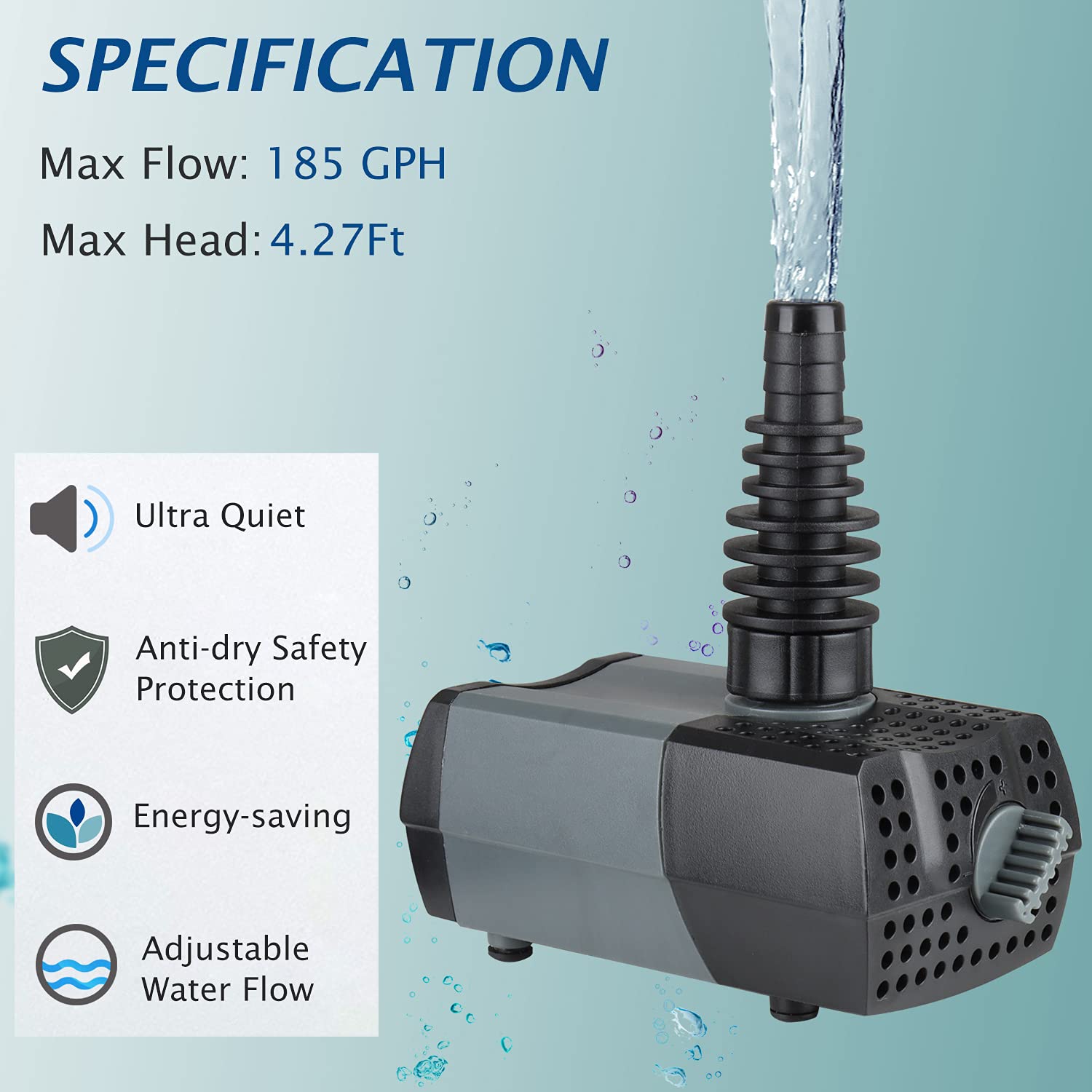 WaterRebirth HSUP700F hose nozzle 90-degree rotatable intake supports low water level suction
