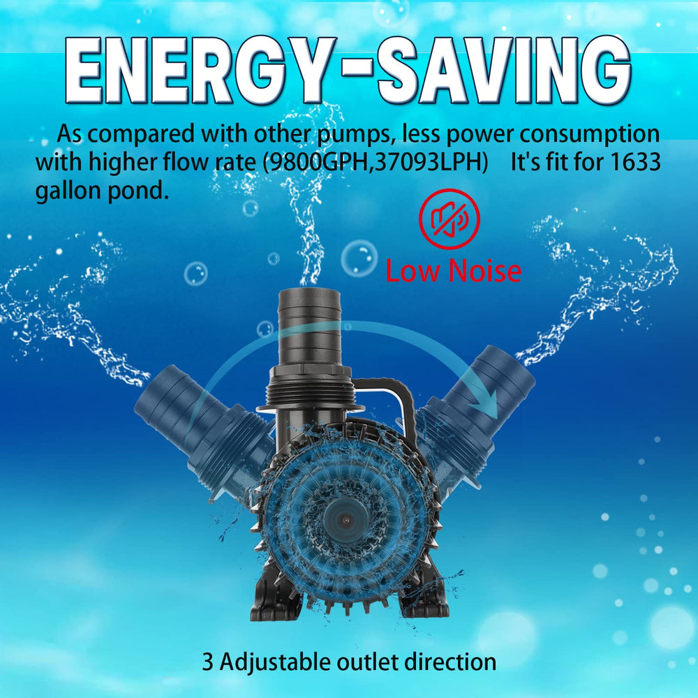 Inlet mesh cover on WaterRebirth PS-8600 reduces debris and noise for quiet operation.