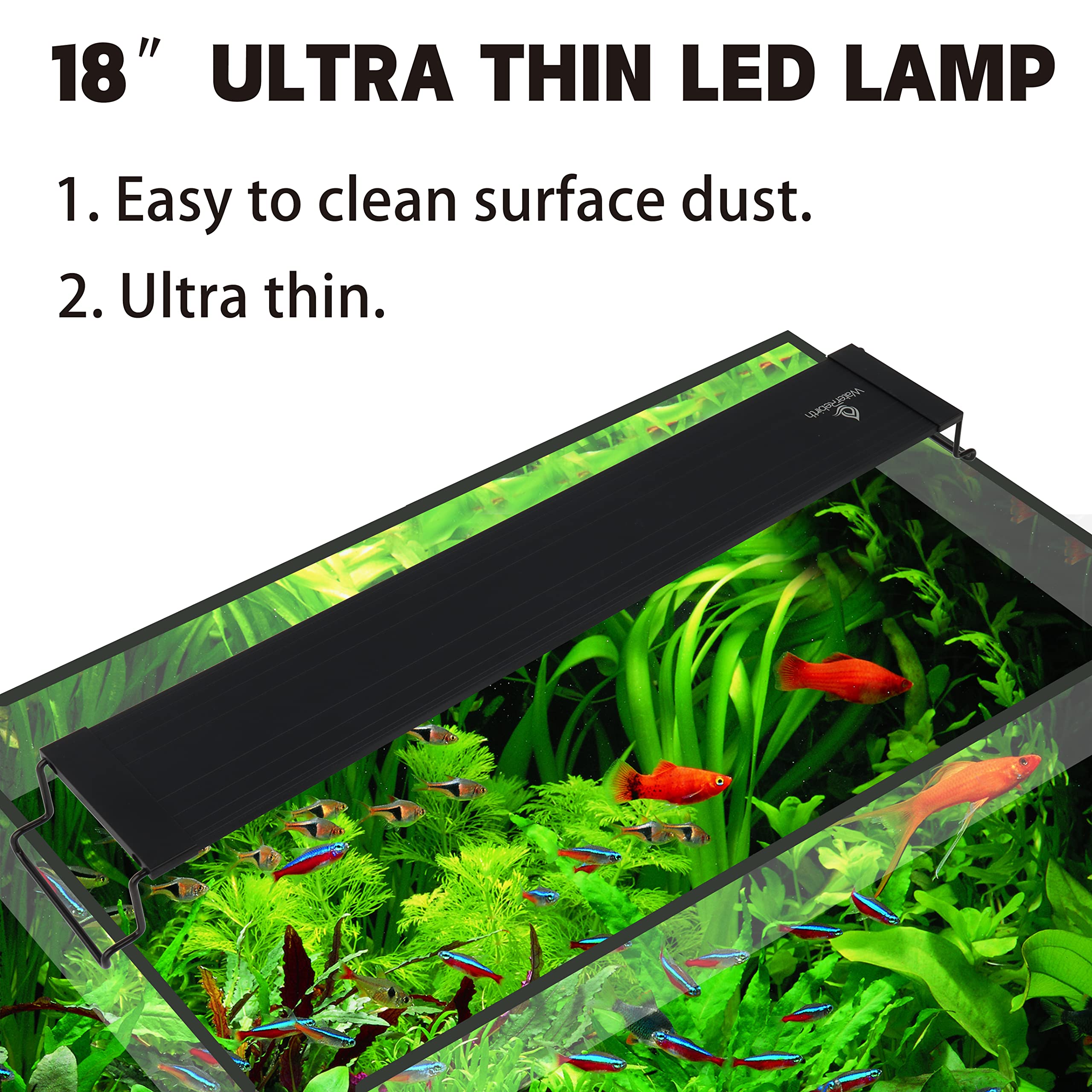 WaterRebirth LED light with switch and adjustable bracket for flexible, easy installation.