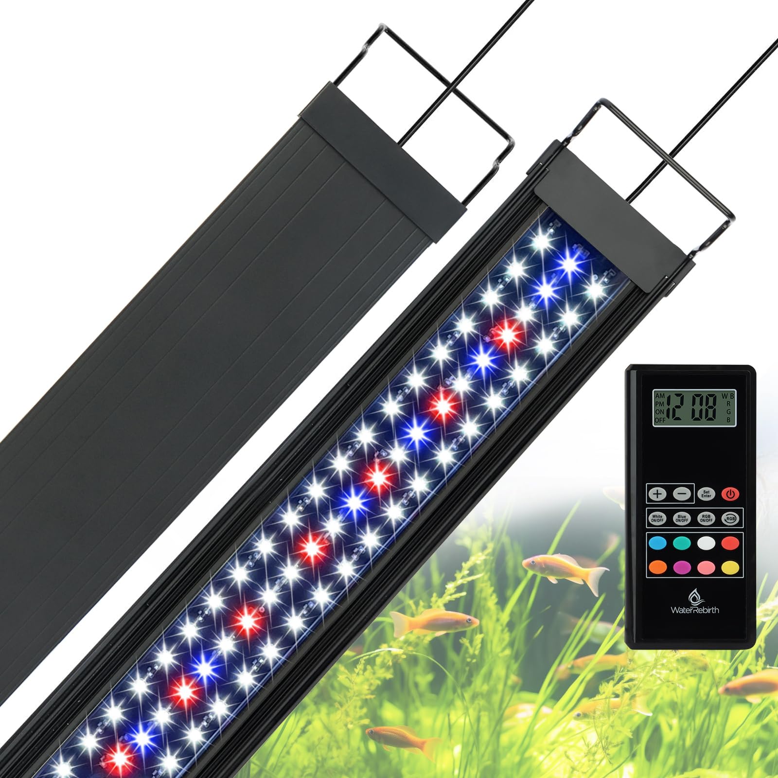 WaterRebirth RGB mode showcase on aquarium lighting for color tuning
