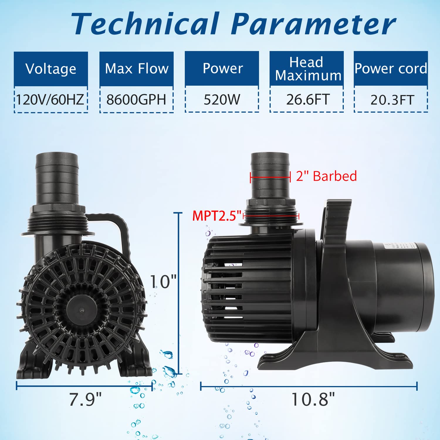 Durable silicon carbide shaft in WaterRebirth PS-8600 for long life and reliability.