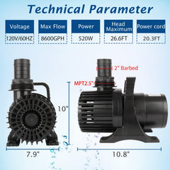 Durable silicon carbide shaft in WaterRebirth PS-8600 for long life and reliability.