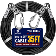 WATFOON 35ft dog tie out cable with rugged steel wire and PVC coating for durability.