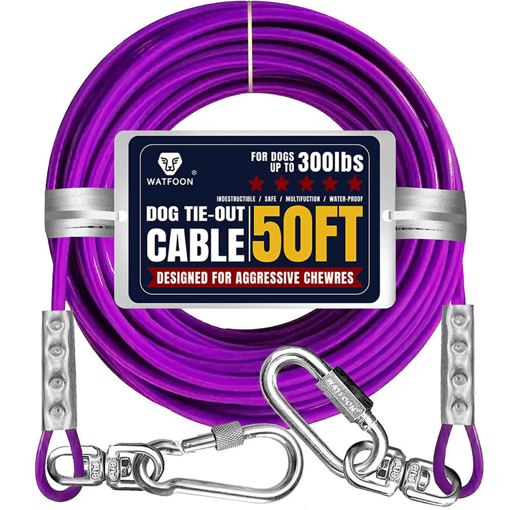 WATFOON 50ft dog tie out cable assembly for safe, spacious outdoor freedom