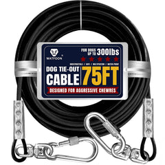 WATFOON 75ft dog tie out cable offers ample roaming space for safe outdoor play