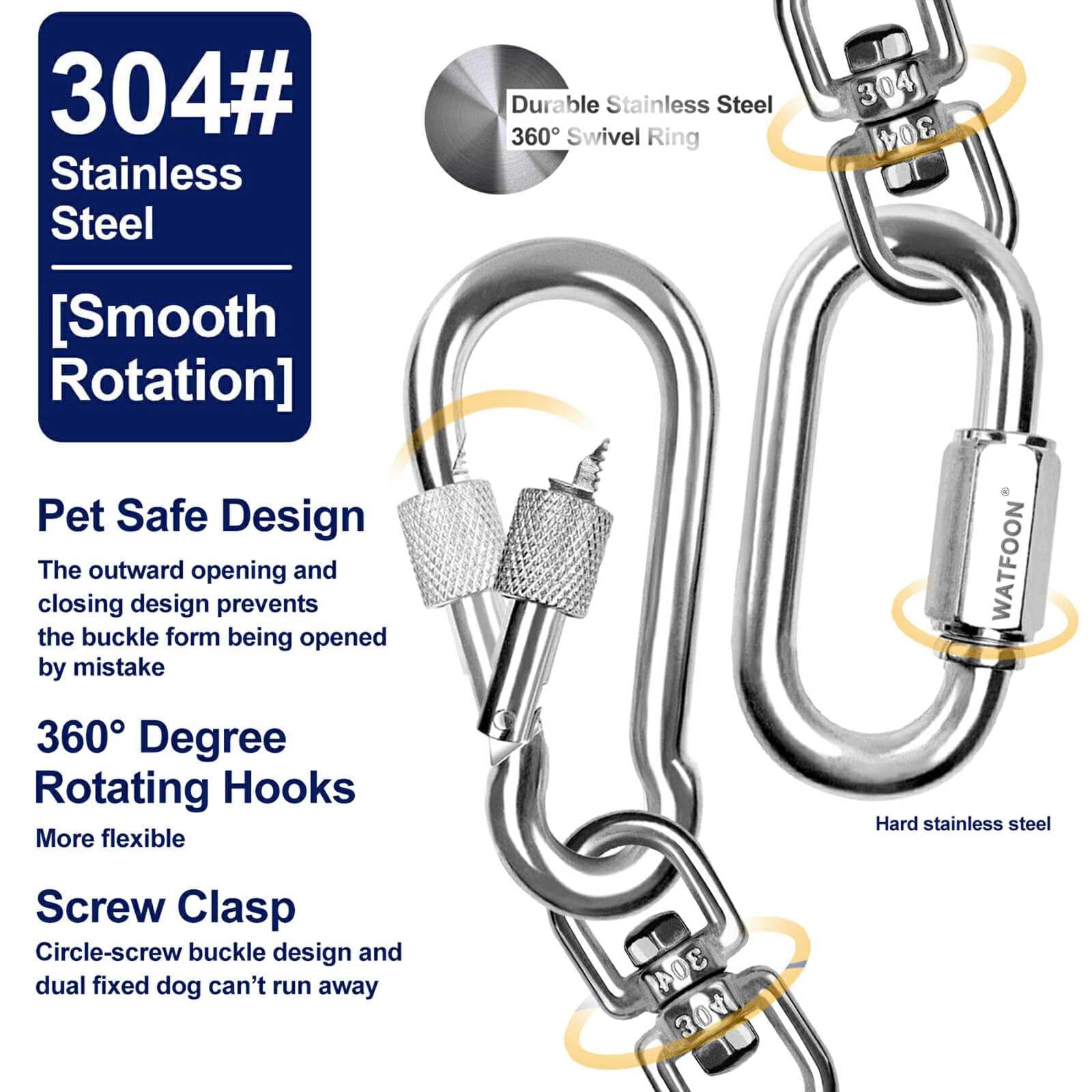 WATFOON metal ring reinforcement at ends reduces wear during use