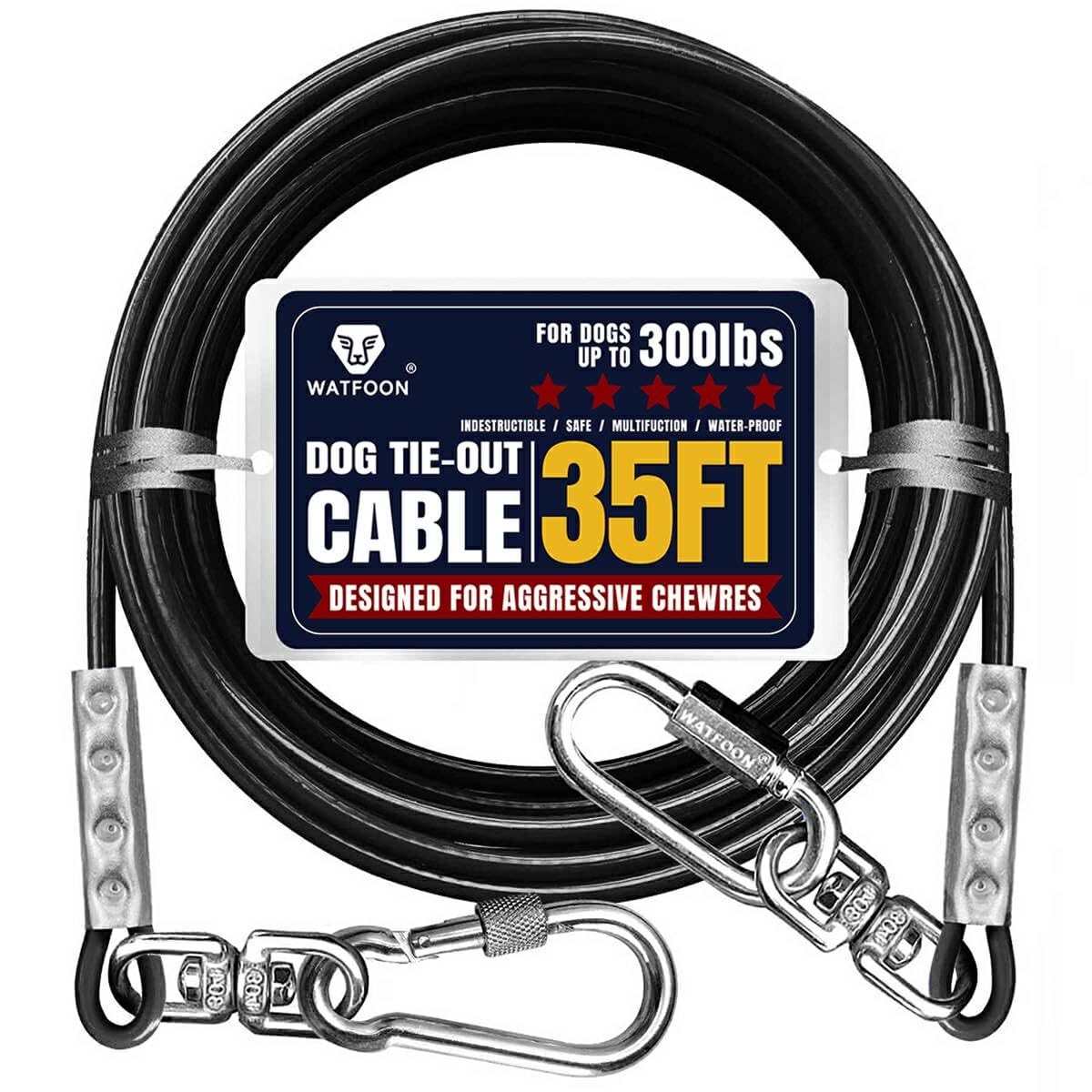 WATFOON tie-out cable 35ft in use, offering outdoor freedom.