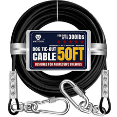 WATFOON tie-out cable 50ft in stainless steel for secure outdoor dog exercise