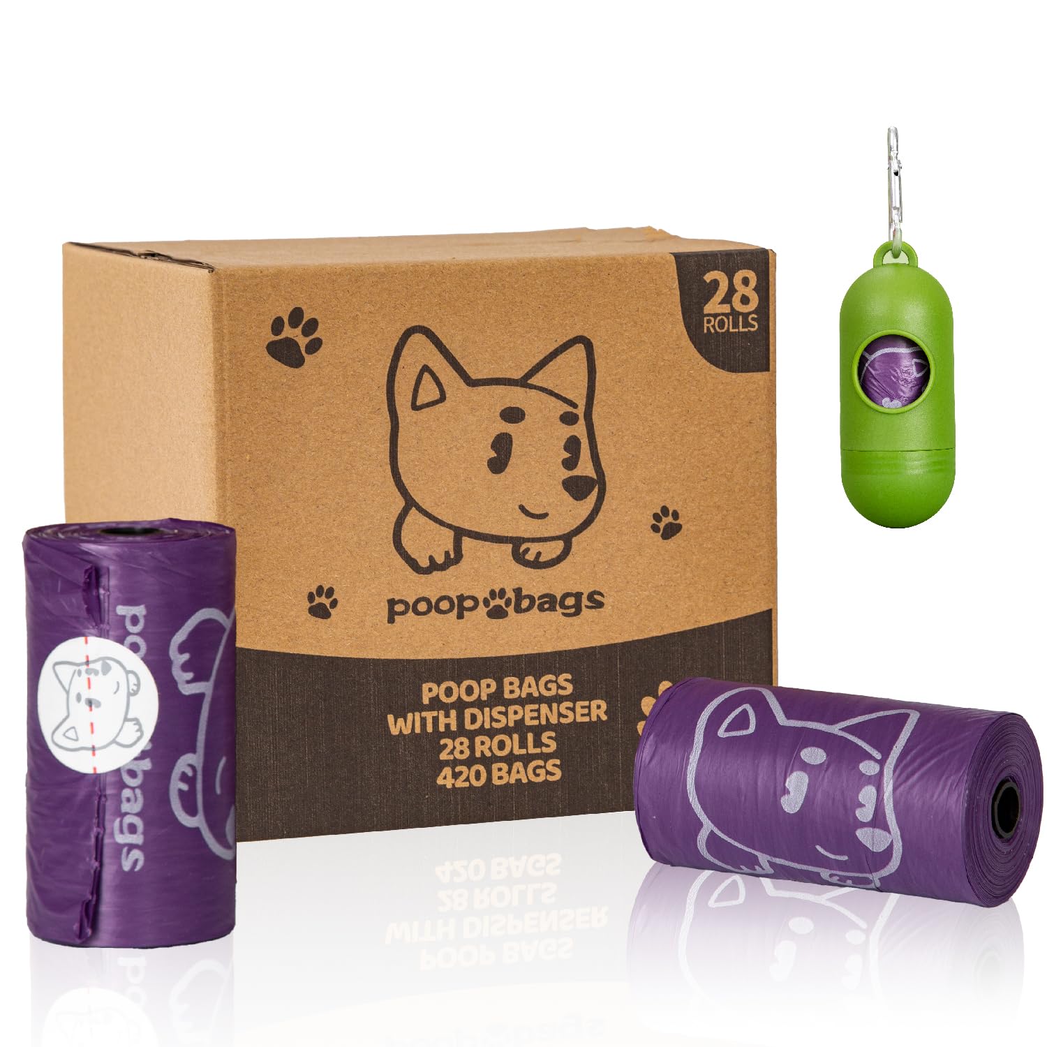 Watreeco dog poop bags with dispenser clip for mess-free walks