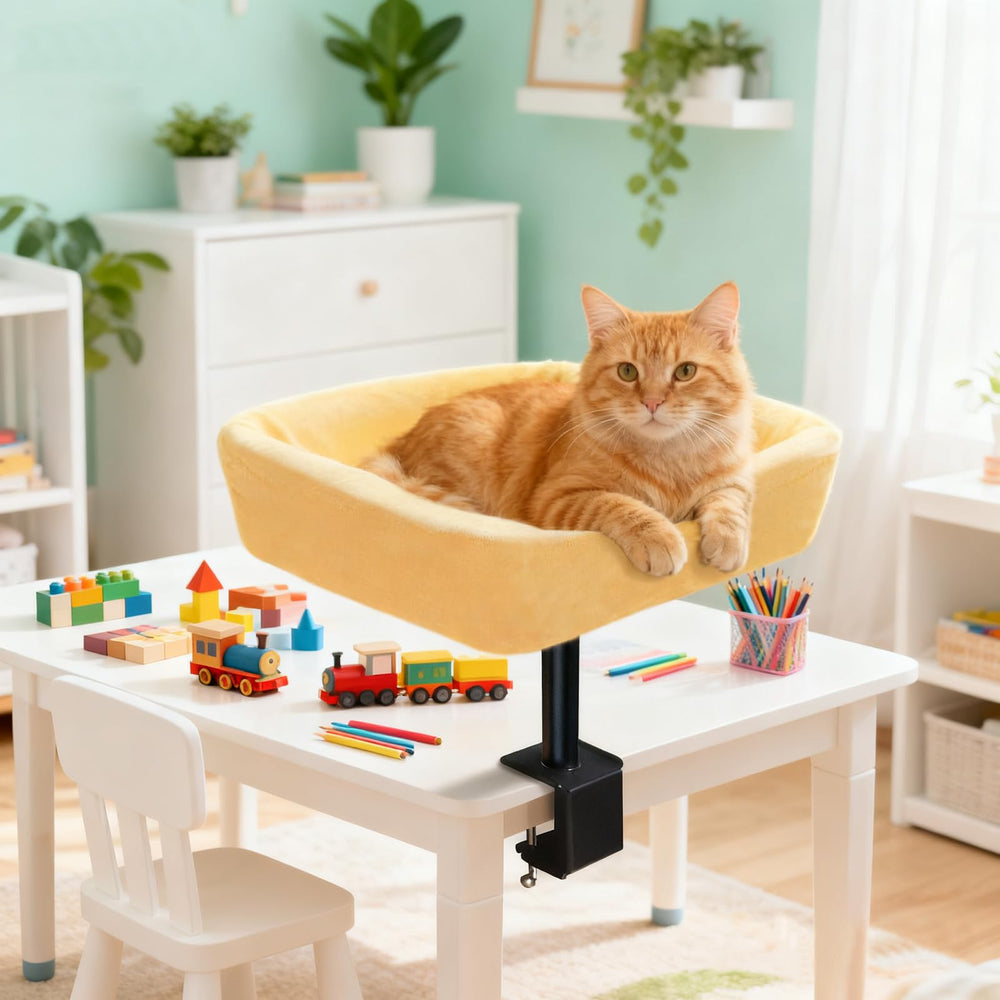 Wavetoka cat desk bed keeps your feline close while you work.