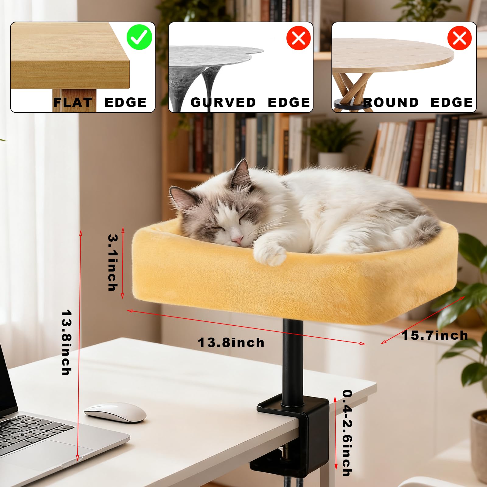 Wavetoka cat desk bed high-strength clamp keeps cat secure.