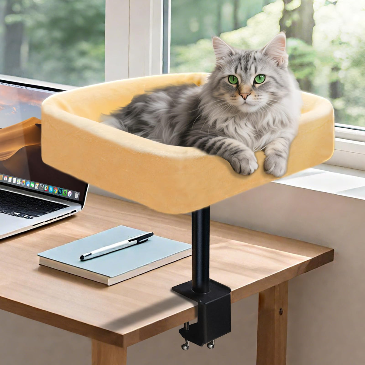 Wavetoka cat desk bed with soft-cover for cozy winter warmth.