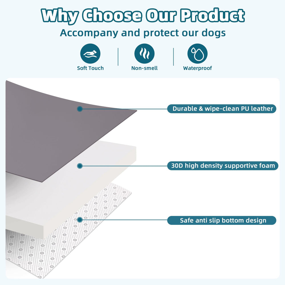 WayImpress leather-top crate pad resists stains and dirt buildup.