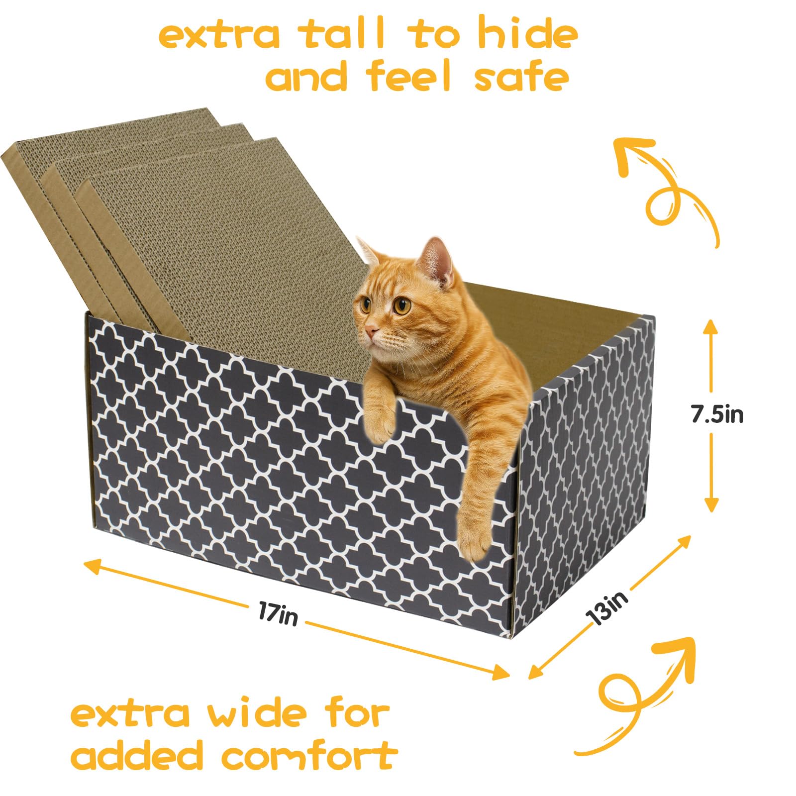 WDZZHOT Cardboard Cat Scratcher Box close-up—textured surface for satisfying claws