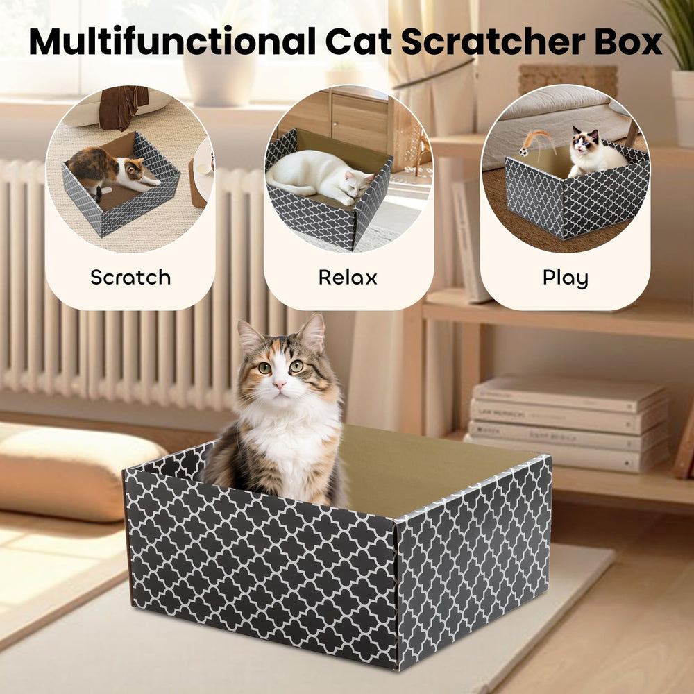 WDZZHOT Cardboard Cat Scratcher Box top-down view—fits with any home decor