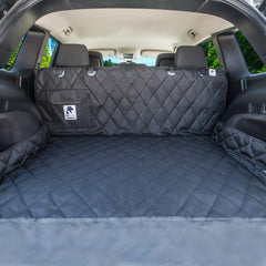 WE LOVE ANIMALS dog car seat cover for back seat keeps pets secure and the interior clean.