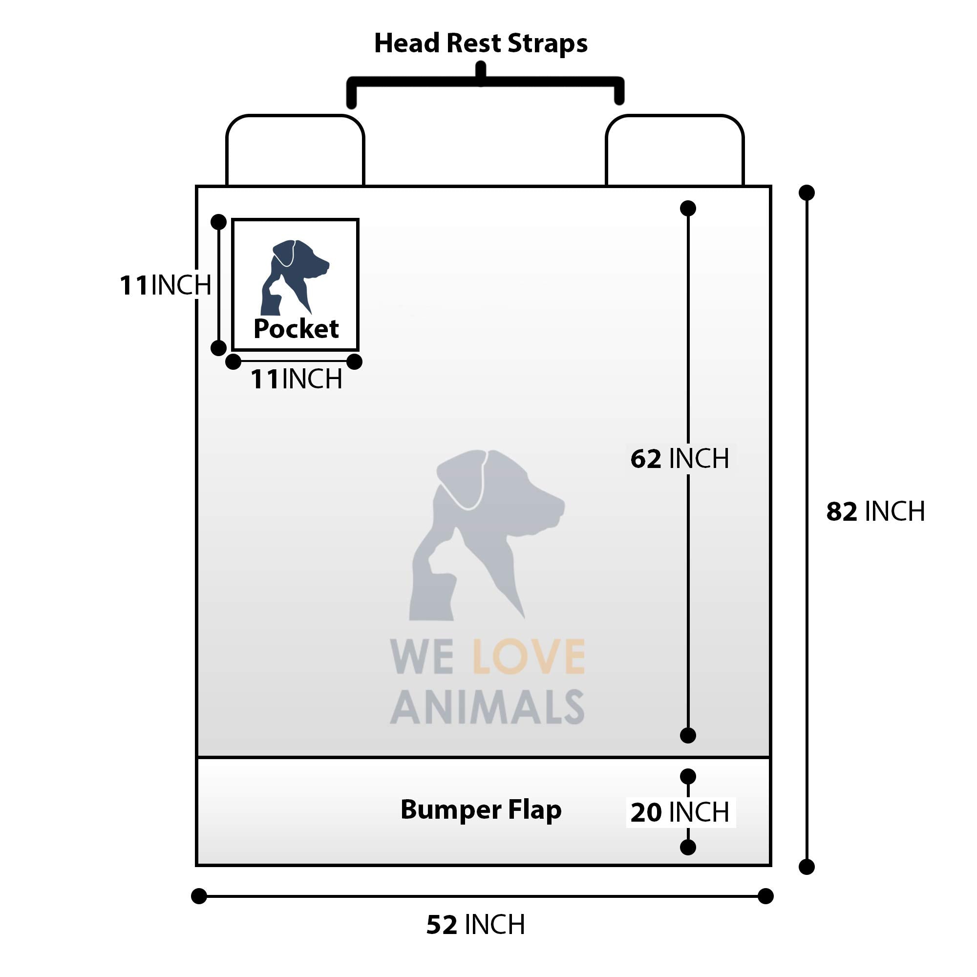 WE LOVE ANIMALS durable cargo cover with bumper flap shields doors and interior from muddy paws.