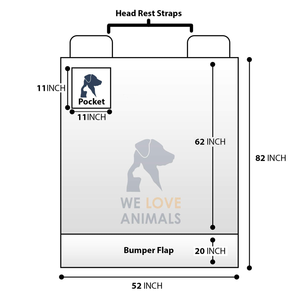 WE LOVE ANIMALS durable cargo cover with bumper flap shields doors and interior from muddy paws.
