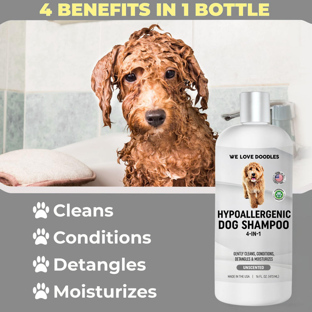 We Love Doodles 4-in-1 shampoo and conditioner for grooming