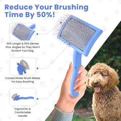 We Love Doodles 45-degree angled pins protect skin during brushing.