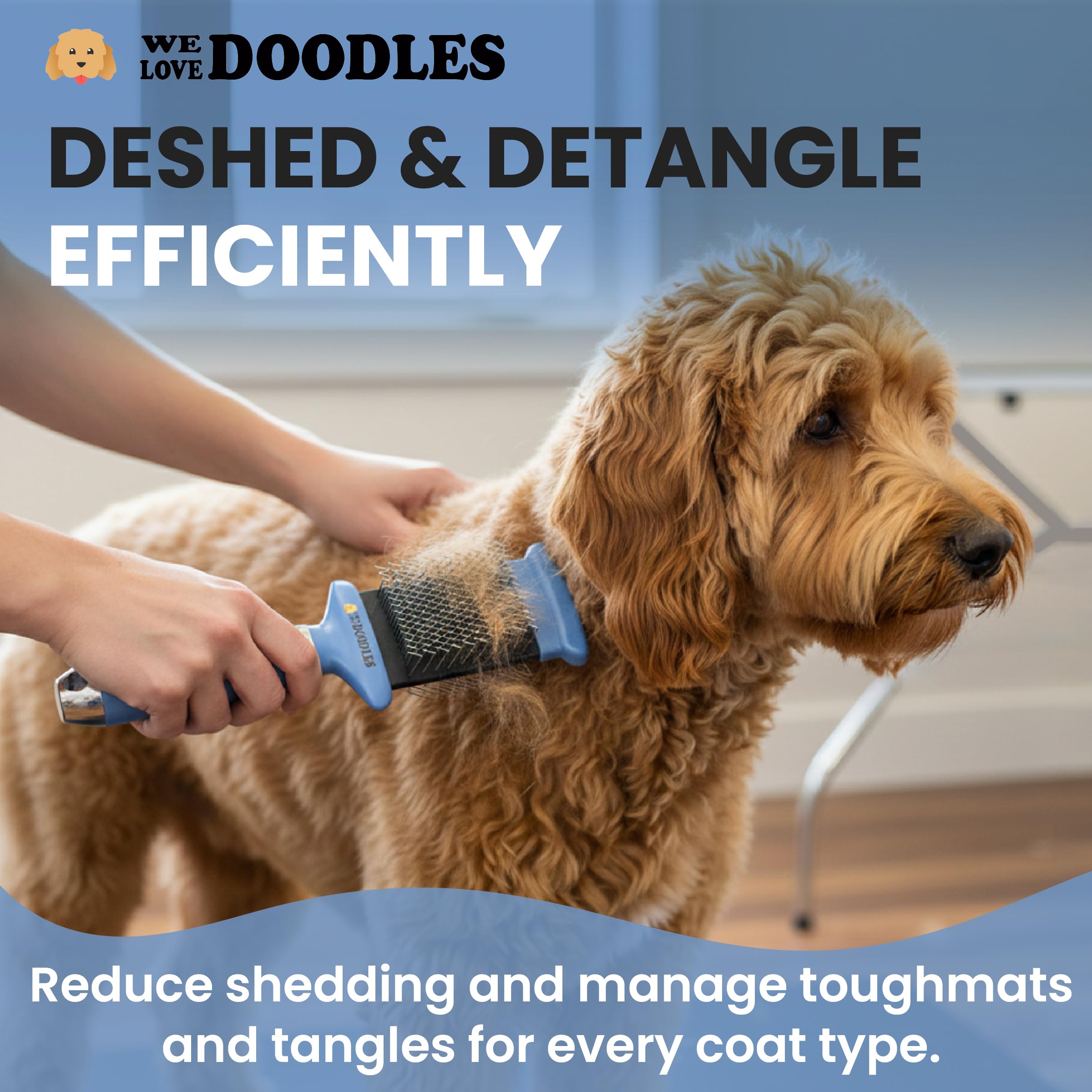 We Love Doodles angled pins at 45 degrees protect your dog's skin.