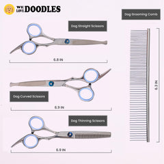 We Love Doodles curved dog grooming scissor blade for smooth curved cuts.