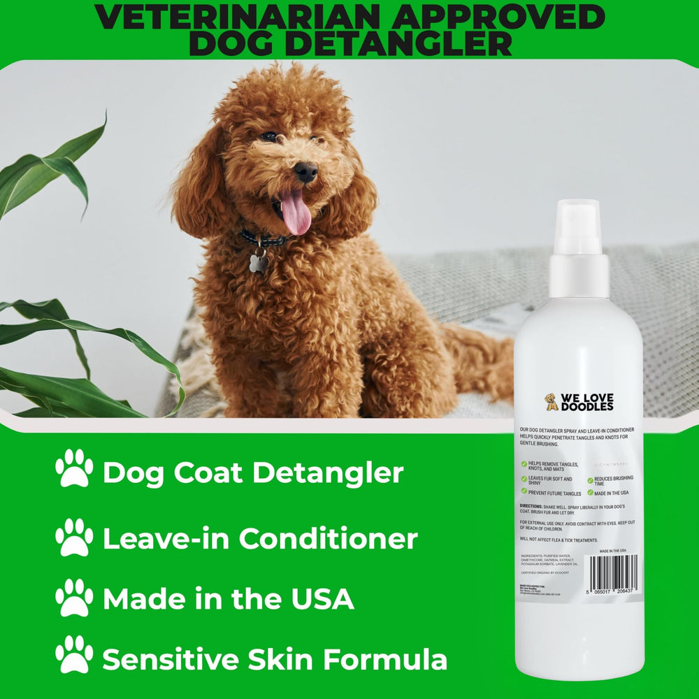 We Love Doodles dematting spray used during brushing session