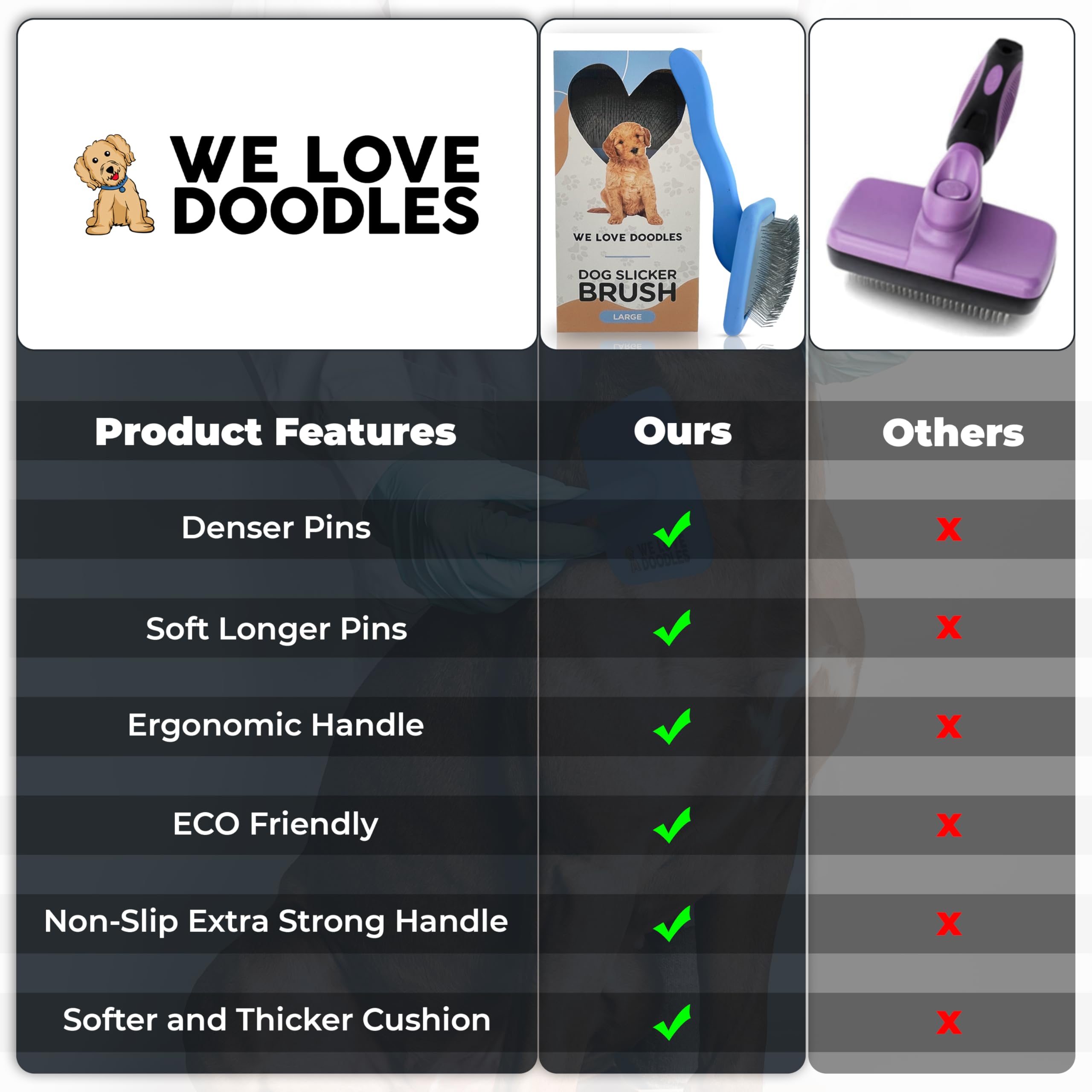 We Love Doodles dematting spray closeup softening stubborn knots.