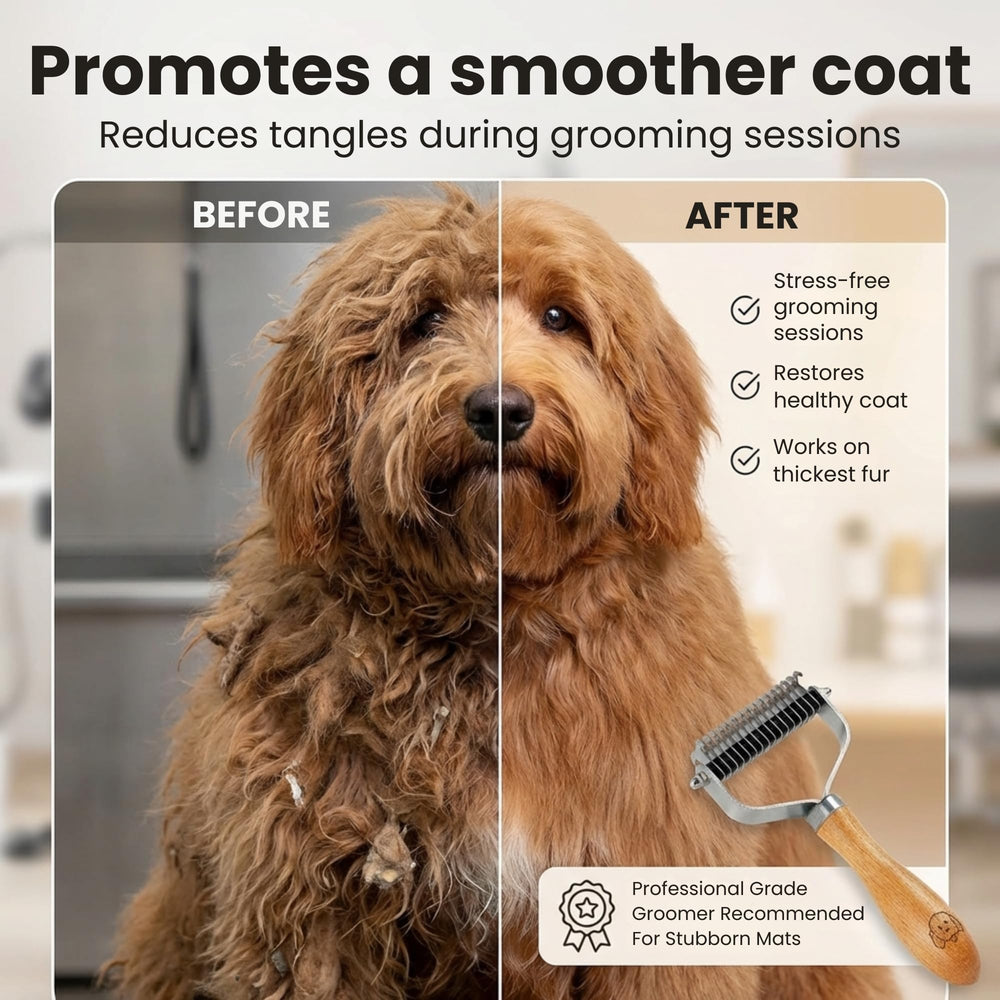 We Love Doodles dematting teeth with rounded ends glide through coats safely