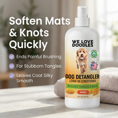 We Love Doodles mango scent detangler bottle leaves coat smelling fresh after use