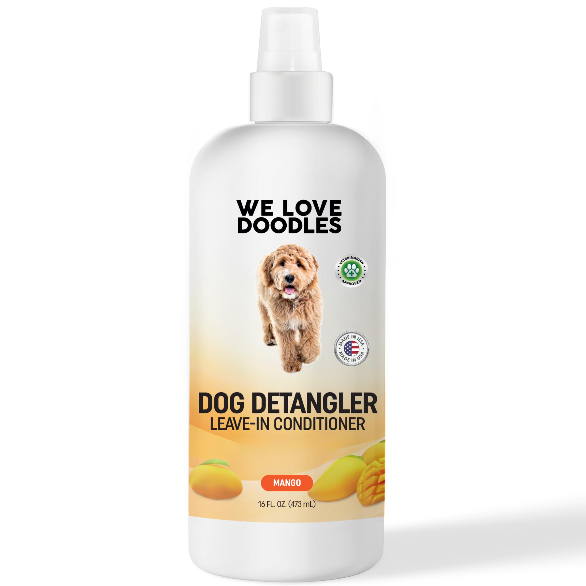 We Love Doodles detangler spray packaging front view aids quick online shopping.