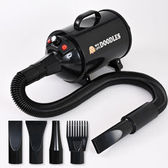 We Love Doodles dog dryer with high-velocity airflow for quick, thorough drying.