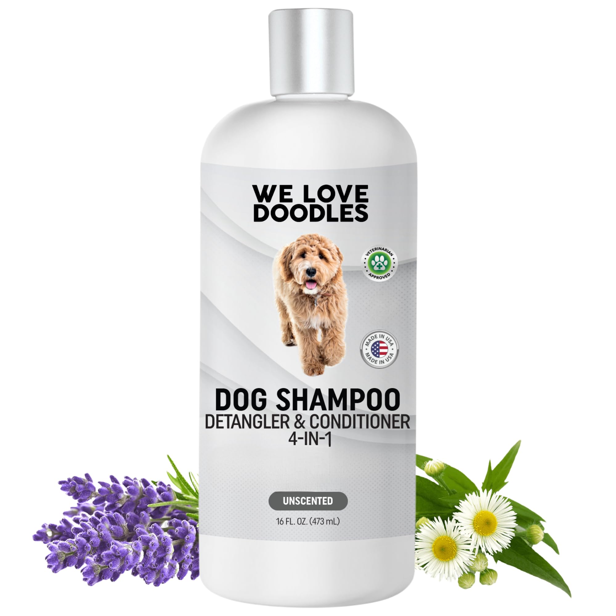 We Love Doodles dog shampoo dander-freedom supports cleaner, fluffier coats between grooming.