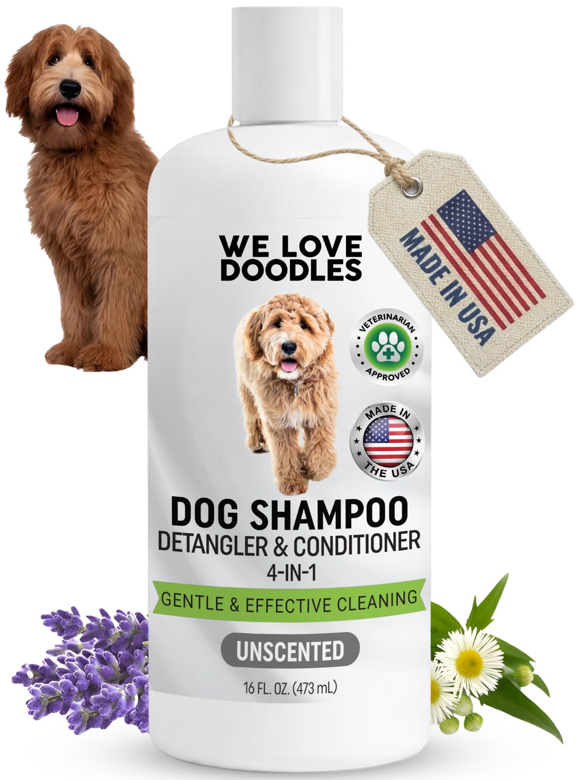 We Love Doodles dog shampoo foaming lather for gentle cleansing and easy detangling.