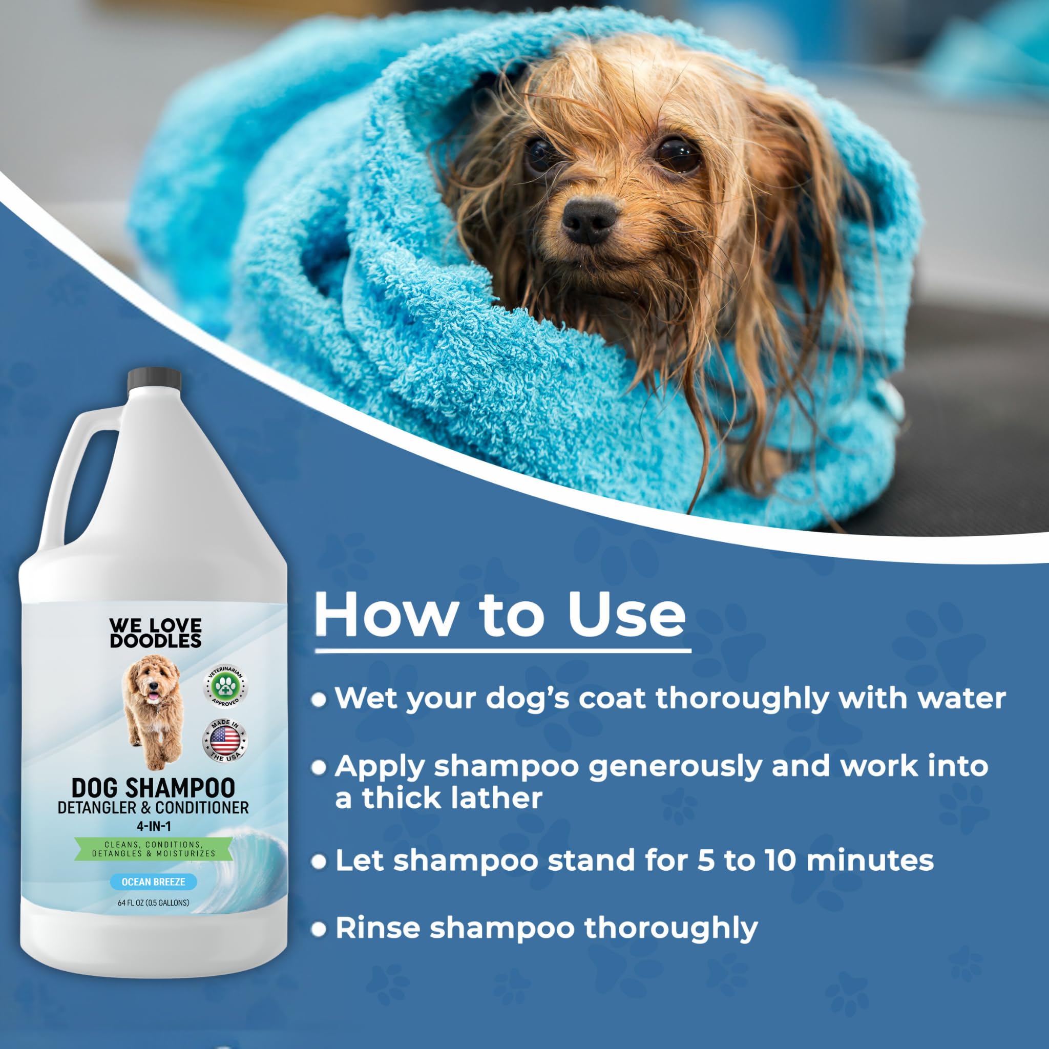 We Love Doodles sensitive-skin formula for comfortable washes.