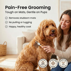 We Love Doodles double-sided grooming brush for knots