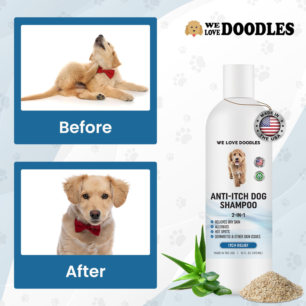 We Love Doodles dry-skin hydration helping soothe flaky skin during baths.