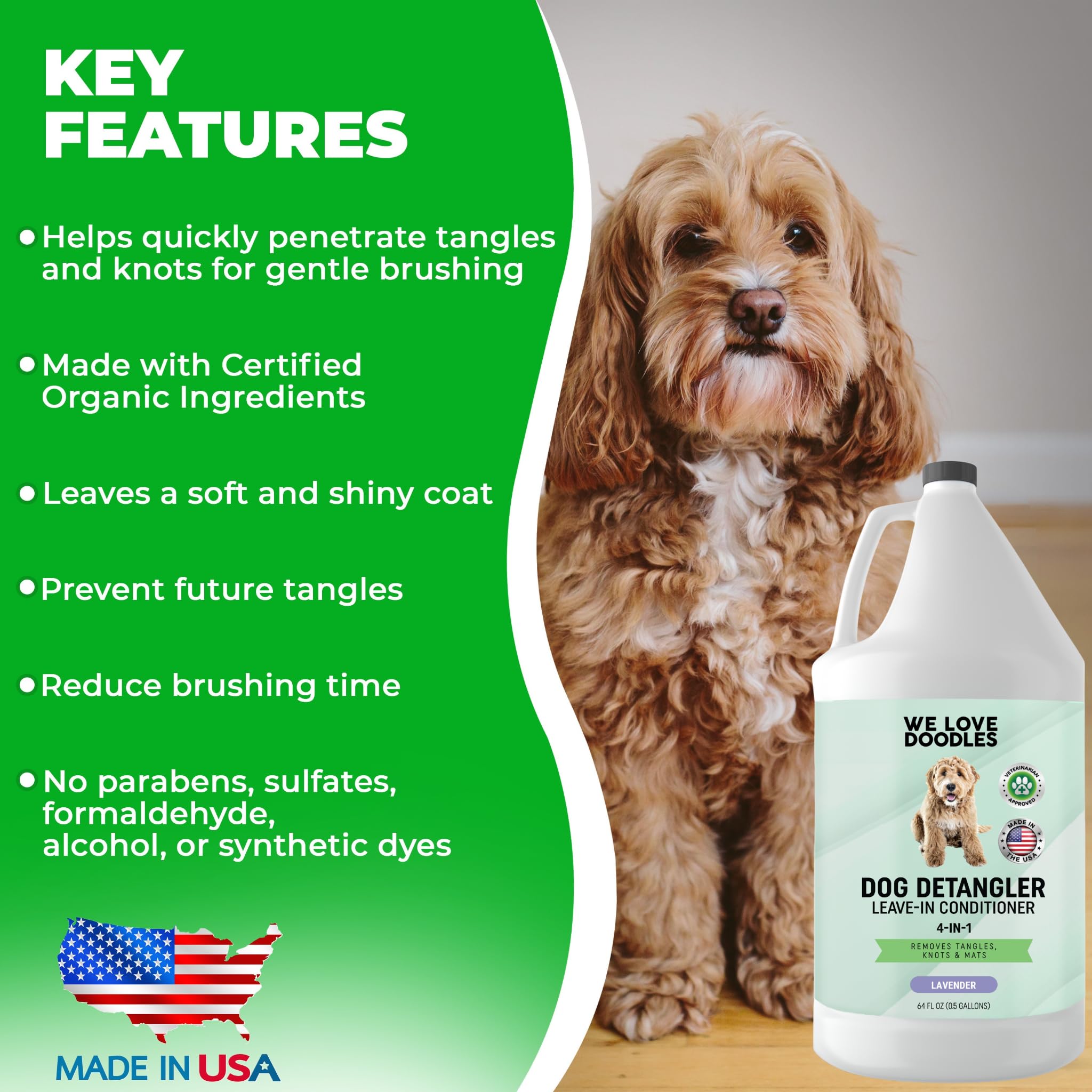 We Love Doodles half gallon detangler for households with multiple dogs