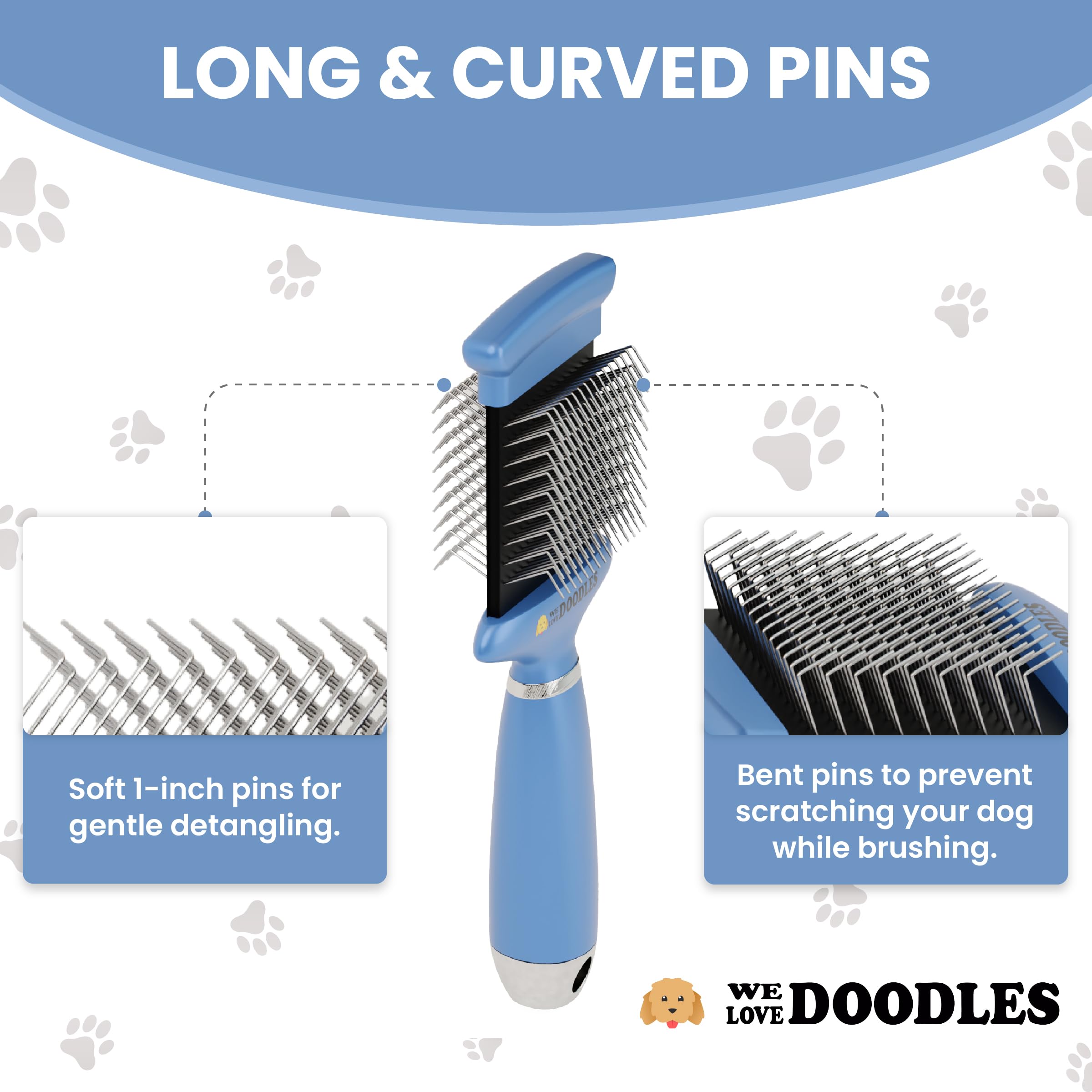 We Love Doodles long pins one inch for deeper grooming and coat care.