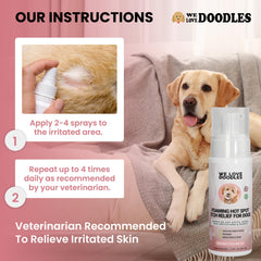 We Love Doodles soothing formula moisturizes dry patches for a comfortable coat.