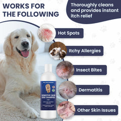 We Love Doodles oatmeal-aloe ingredients label emphasizes gentle care.