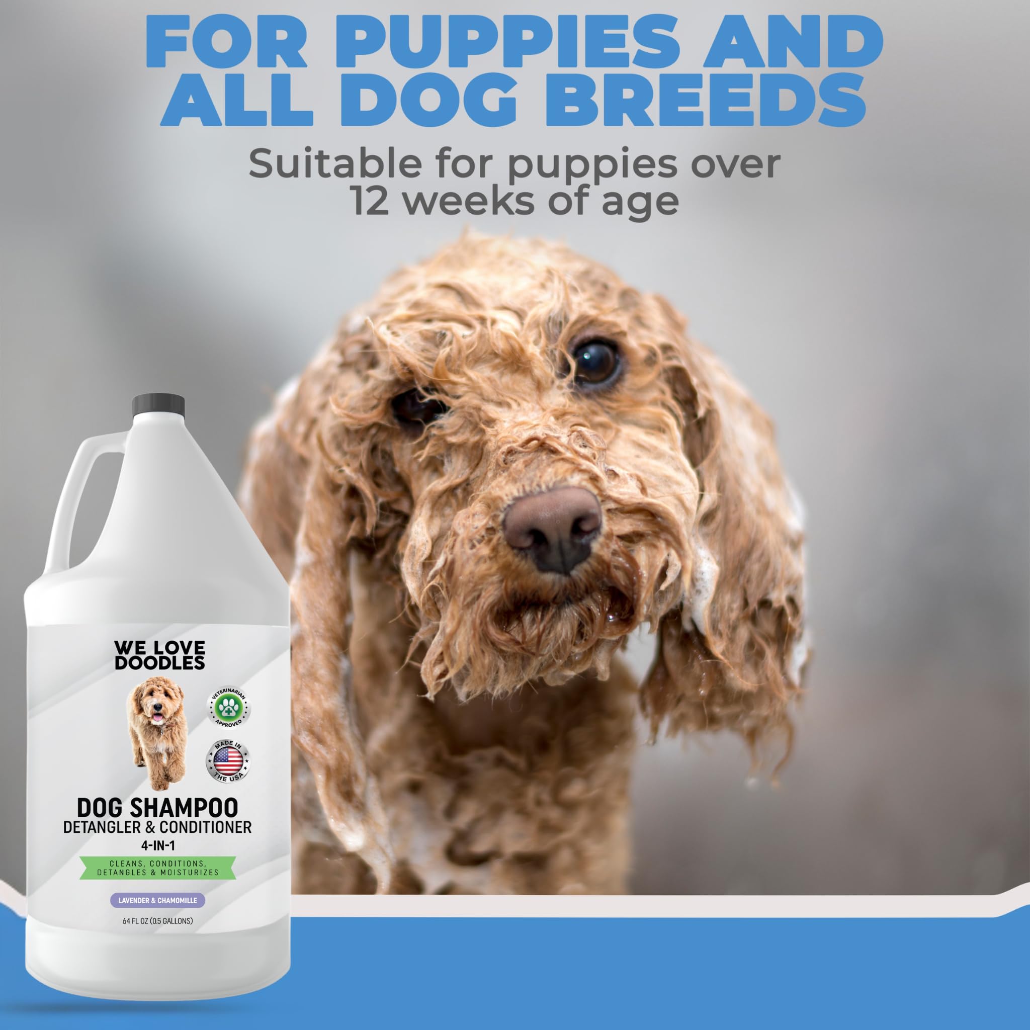 We Love Doodles gentle puppy wash for sensitive skin.