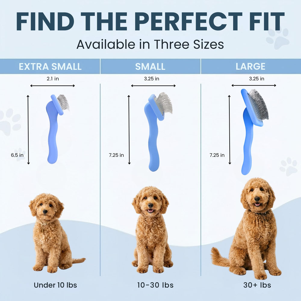 We Love Doodles Slicker Brush helps with mats removal on doodle coats