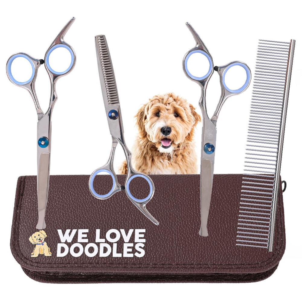 We Love Doodles straight dog grooming scissor blade for precise trims.