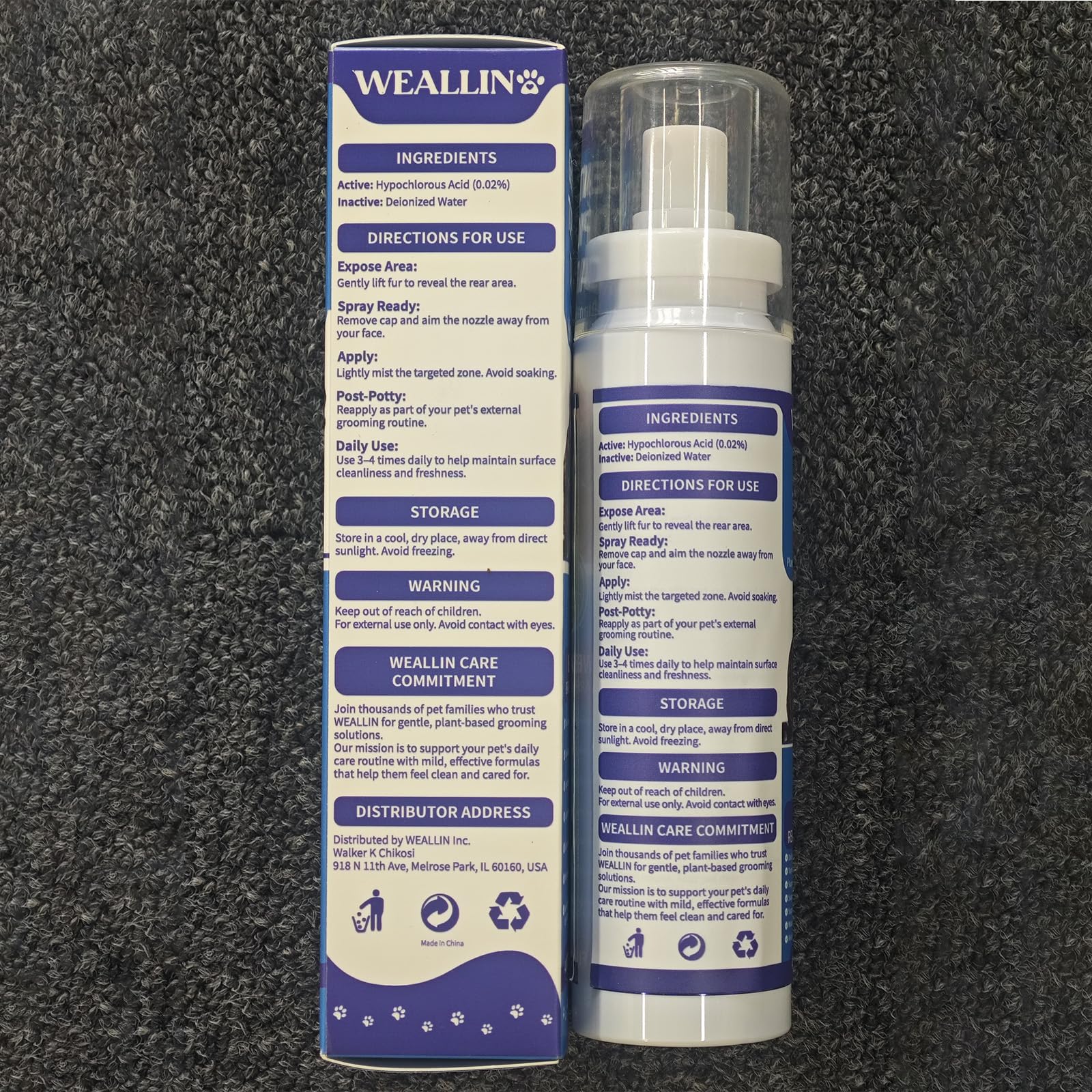 WEALLIN compact spray bottle for easy daily pet care use.