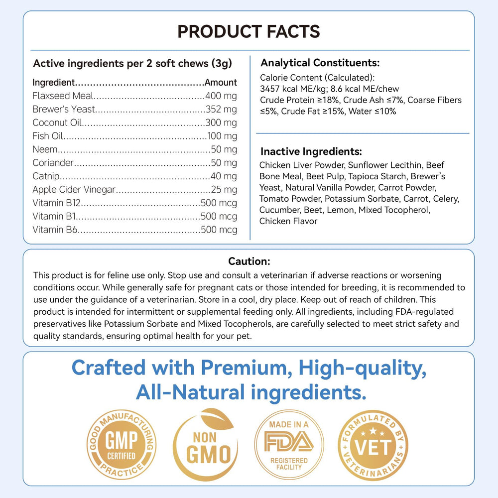 WEALLIN cat chews with chicken liver flavor for easier feeding.