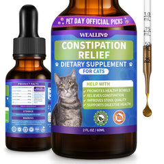 WEALLIN Cat Constipation Relief bottle—gentle digestive support for cats.